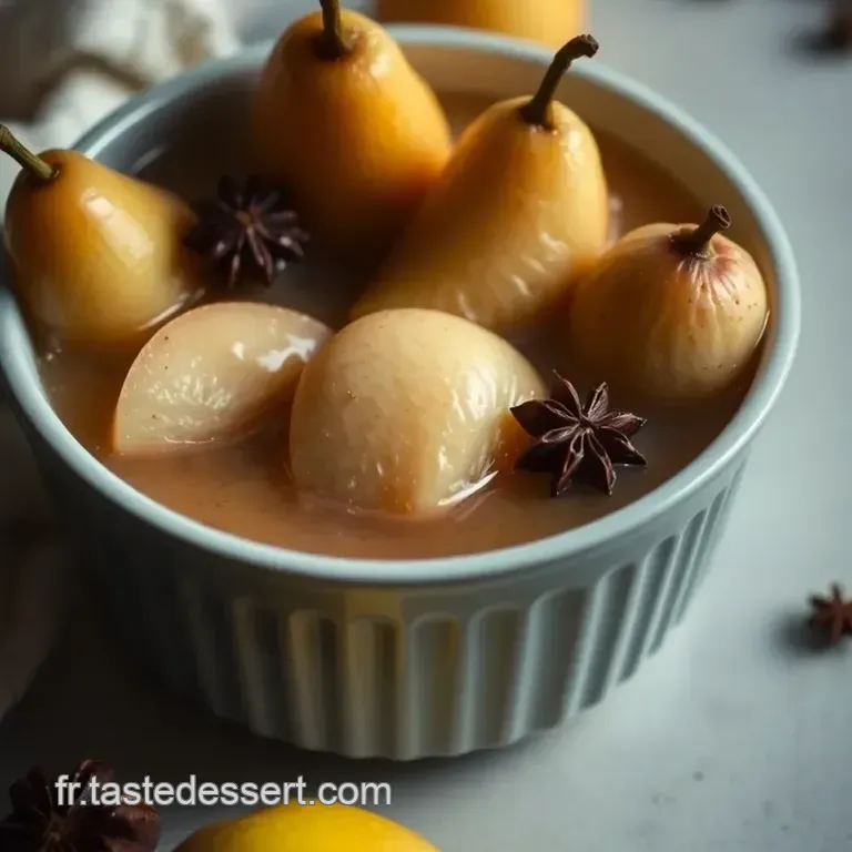 Poires Poch&eacute;es Aux &Eacute;pices presentation