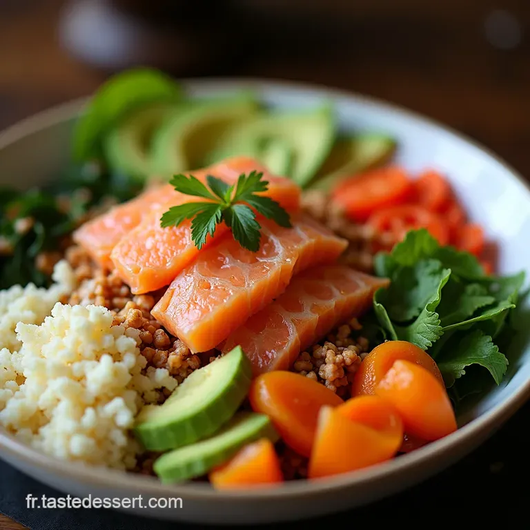 Le Voyage Hawa&iuml;en Maison Poke Bowl au Saumon Frais Cr&egrave;me dAvocat et Riz Vinaigr&eacute;