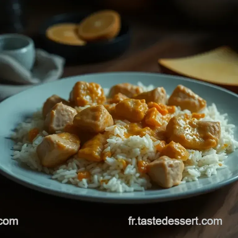 Poulet au Riz au Curry Cr&eacute;meux &agrave; la Fran&ccedil;aise