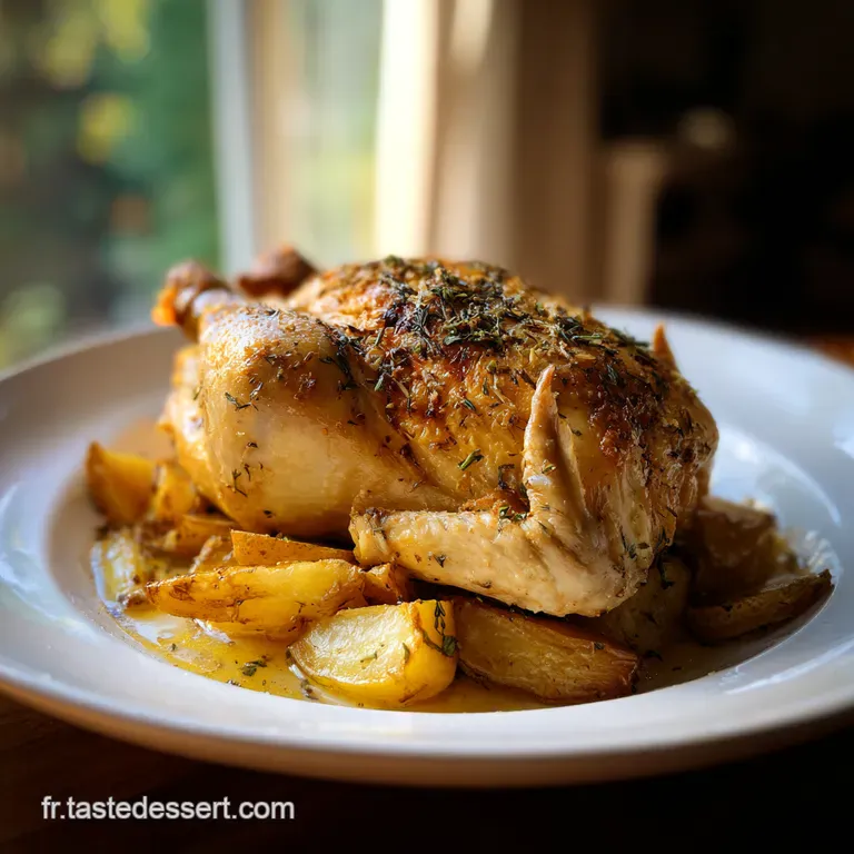 Poulet R&ocirc;ti Parfait Peau Croustillante Et Pommes De Terre Fondantes presentation