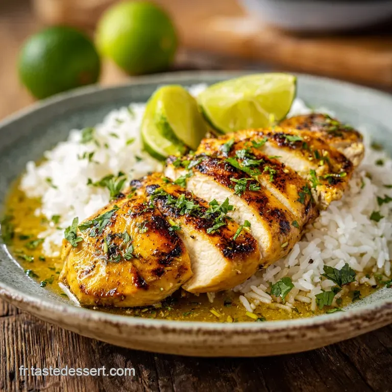 A beautifully plated chicken dish with vibrant bell peppers and fresh herbs. Light steam rises, hinting at a delicious, he...