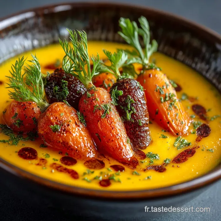 La Nacre Orange Pur&eacute;e De Carottes Fondante Au Miel De Lavande Et &Eacute;clat De Gingembre presentation