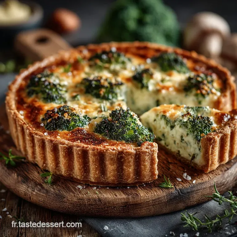 La Gourmande Quiche Rustique Aux Fleurs De Brocoli Ch&egrave;vre Frais Et Noisettes Torr&eacute;fi&eacute;es presentation