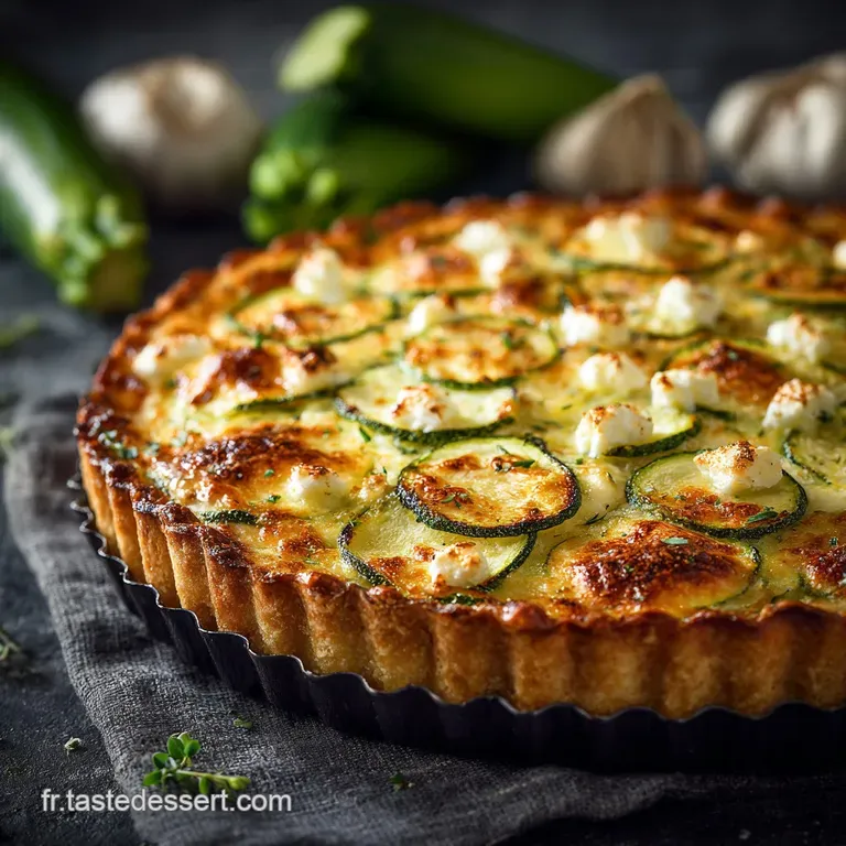 La Quiche Soleil Courgettes Feta Cr&eacute;meuse et Nuances de Basilic Frais