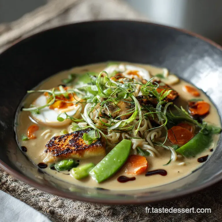 Ramen V&eacute;g&eacute;tarien au Miso et Tahini Le Bouillon Umami Cr&eacute;meux Maison