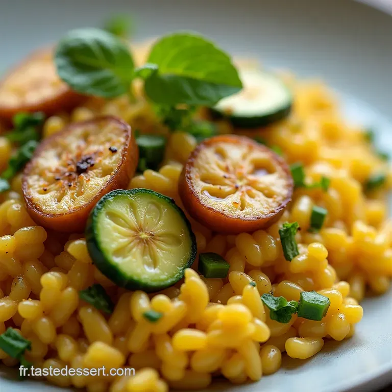 Risotto Cr&eacute;meux aux Courgettes Douces et Nuance de Curry