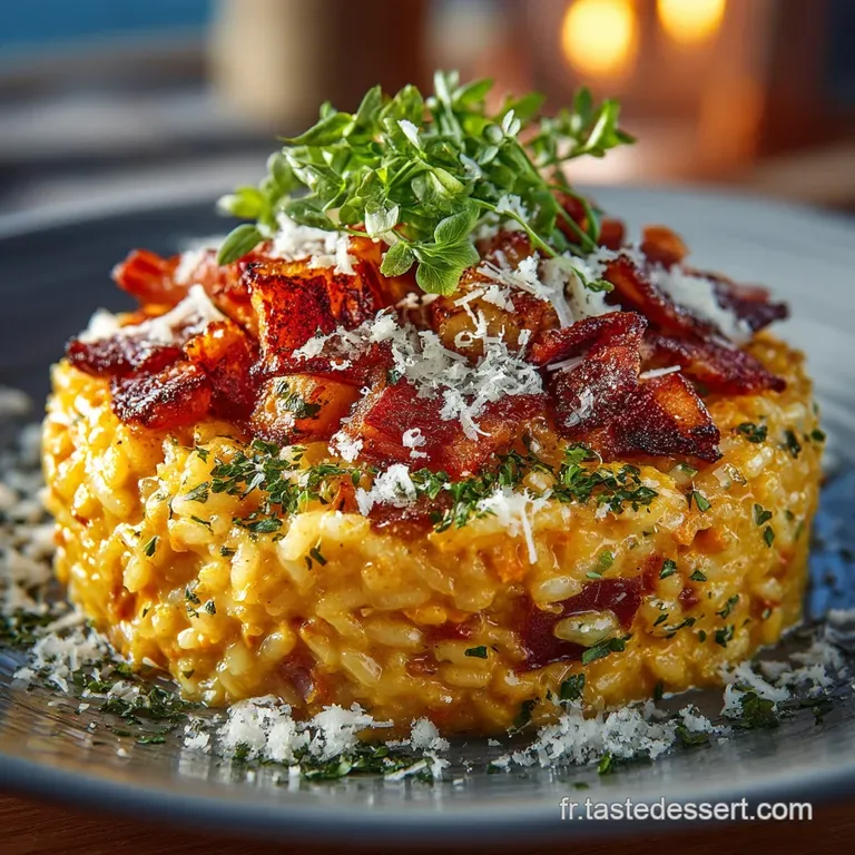 Le Velours Dautomne Risotto Cr&eacute;meux Au Potiron R&ocirc;ti Et &Eacute;clats De Bacon Fum&eacute;e presentation