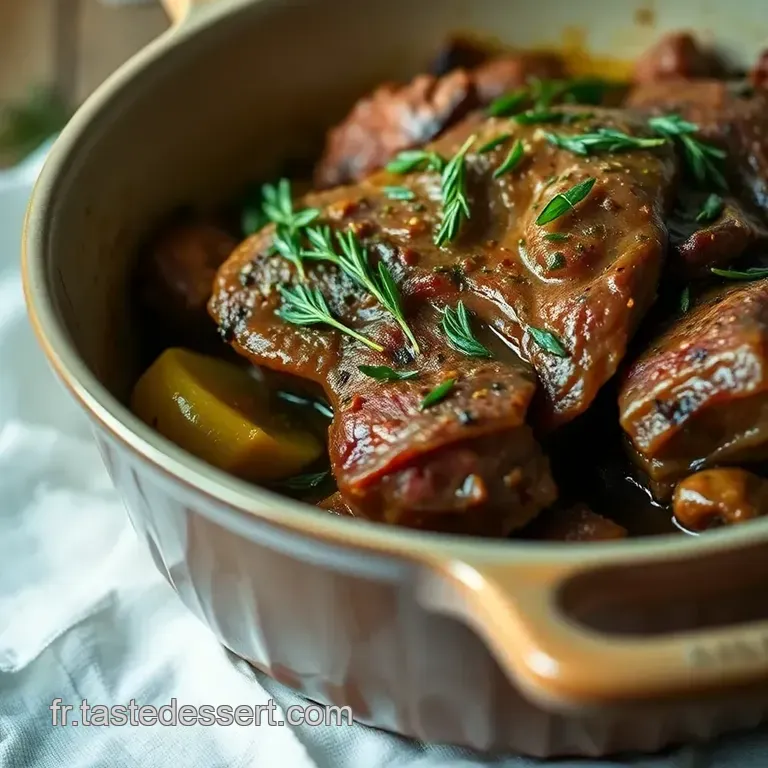 R&ocirc;ti De Veau En Cocotte Aux Herbes De Provence Et L&eacute;gumes Racines presentation