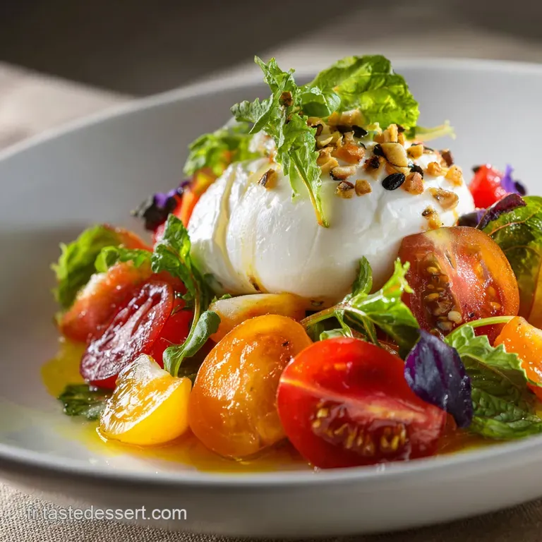 Salade Burrata Tomates Multicolores : Cr&eacute;meuse Et En 15 Min ! presentation