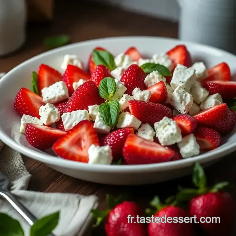 Salade De Fraises D &eacute;t&eacute; &Agrave; La Menthe Et Feta presentation