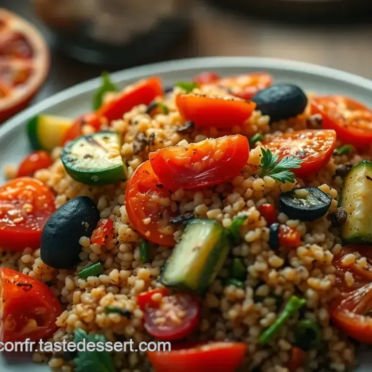Salade de Quinoa Color&eacute;e aux L&eacute;gumes Grill&eacute;s et Vinaigrette au Citron