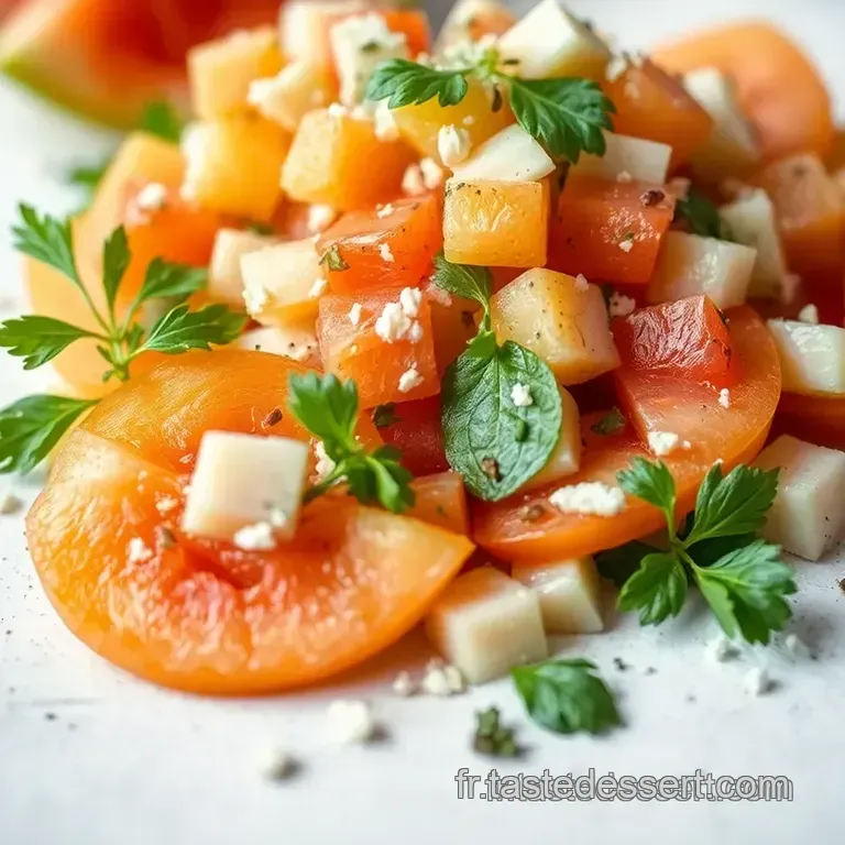 Salade Estivale: Melon Concombre & Chavignol presentation