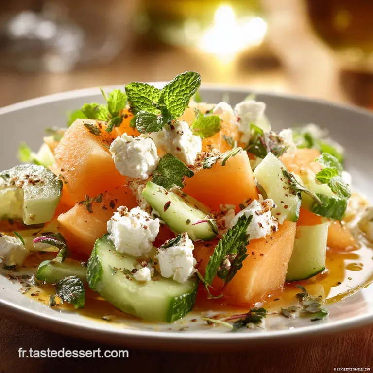 Salade Melon Concombre Feta Menthe : L&eacute;t&eacute; Express presentation