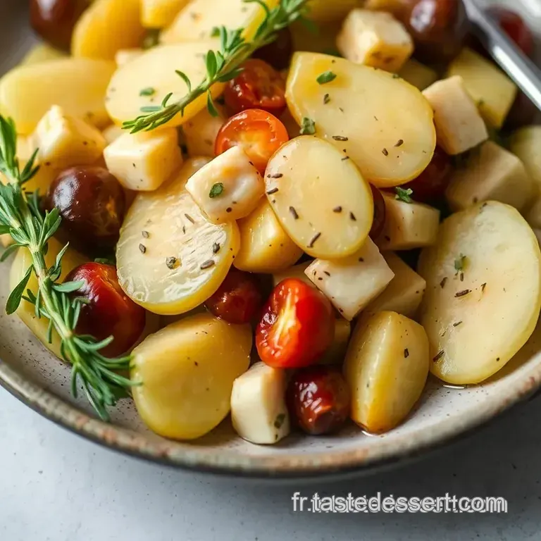 Salade Ni&ccedil;oise Revisit&eacute;e: Pommes De Terre Thon Et Vinaigrette Citronn&eacute;e presentation