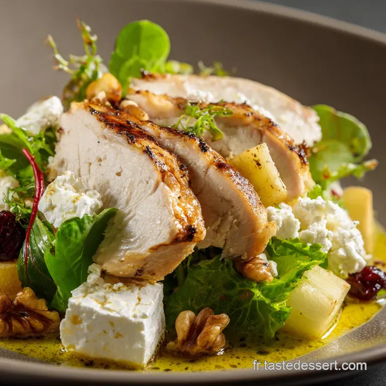 Saladerepas Compl&egrave;te Pour Lhiver : Poulet Ch&egrave;vre Et Vinaigrette Chaude presentation