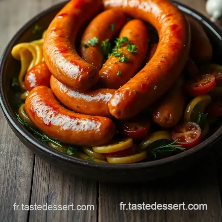Saucisse De Strasbourg R&ocirc;tie &Agrave; La Moutarde Et Aux Herbes presentation