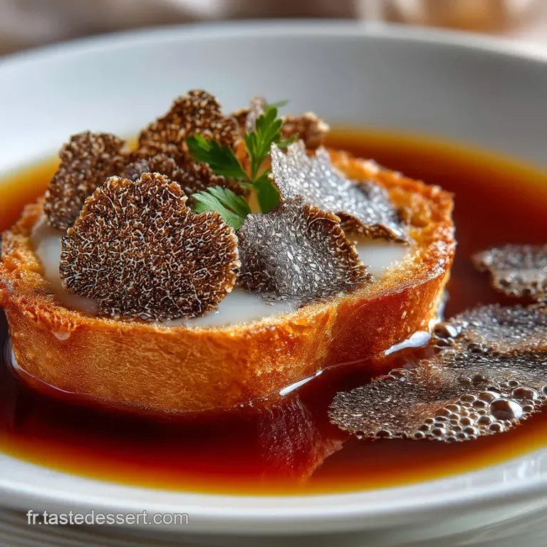 La V&eacute;ritable Soupe De Monsieur Paul Consomm&eacute; Truff&eacute; Sous Cro&ucirc;te presentation