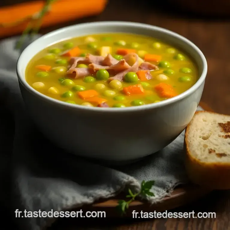 Soupe De Pois Cass&eacute;s Au Jambon Et Aux L&eacute;gumes presentation