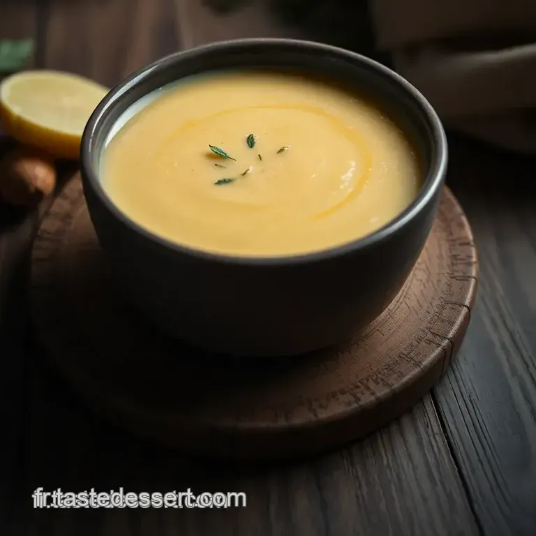 Soupe Velout&eacute;e De Patate Douce &Agrave; La Noix De Coco presentation