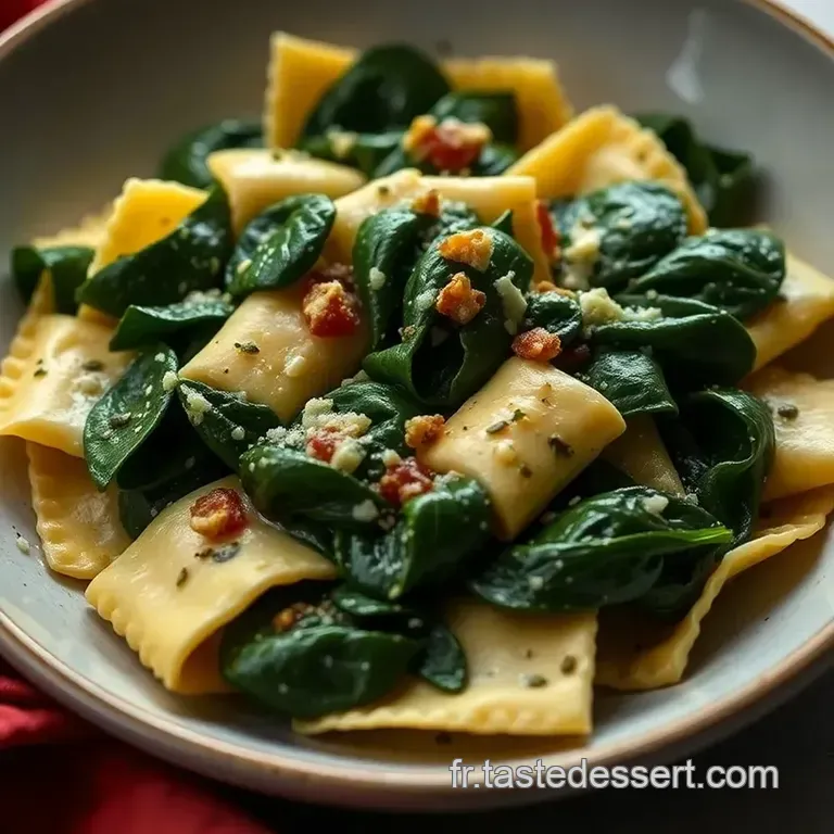 Spinach and Ricotta Ravioli with Sage Brown Butter presentation