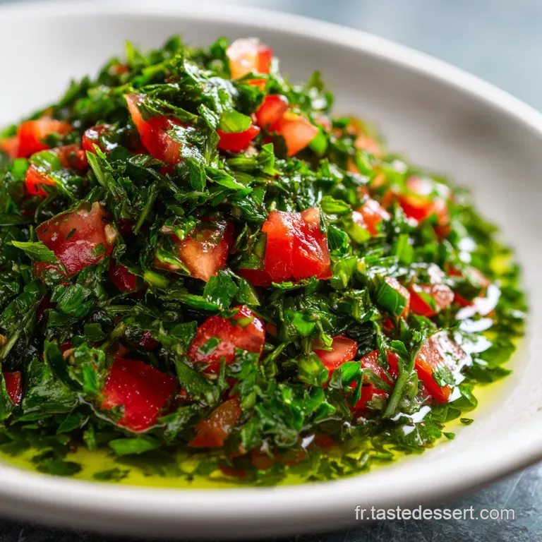 Salade croquante et color&eacute;e dress&eacute;e avec soin dans une assiette blanche, d&eacute;cor&eacute;e d'une feuille de menthe fra&icirc;che et d'huile.