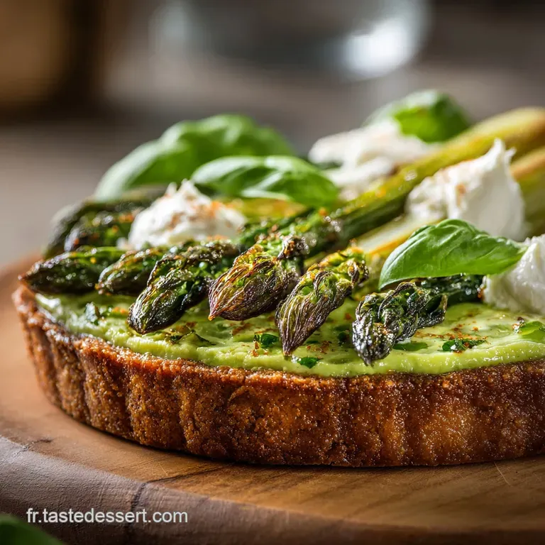 La Tarte Printani&egrave;re Aux Asperges Vertes F&eacute;ta Cr&eacute;meuse Et Basilic Du Jardin presentation