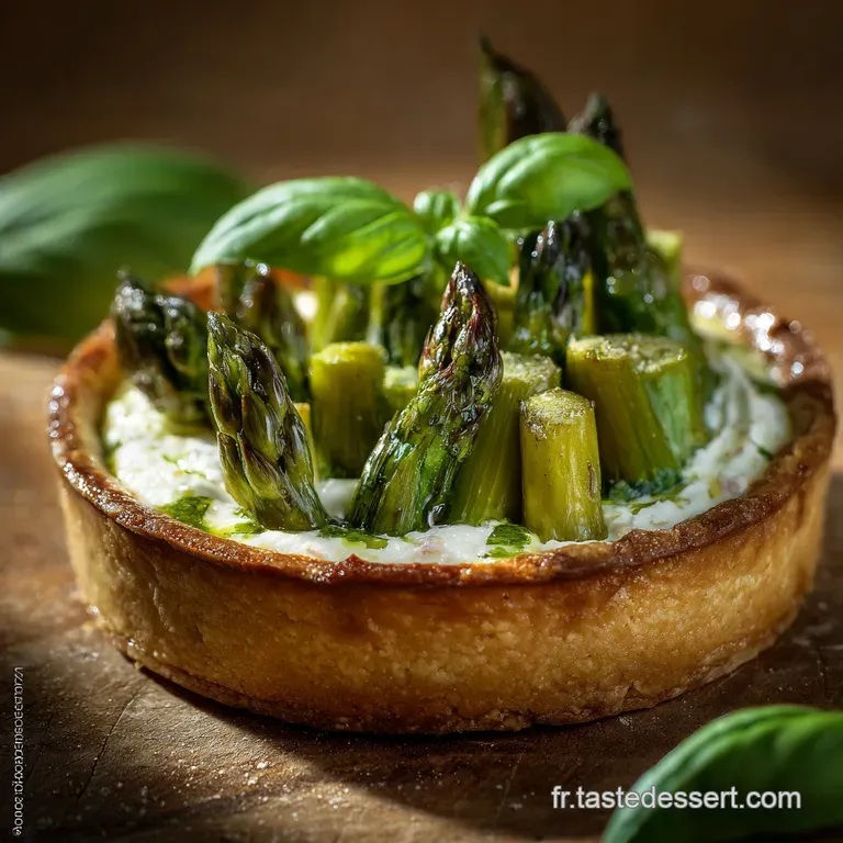 La Tarte Printani&egrave;re aux Asperges Vertes F&eacute;ta Cr&eacute;meuse et Basilic du Jardin