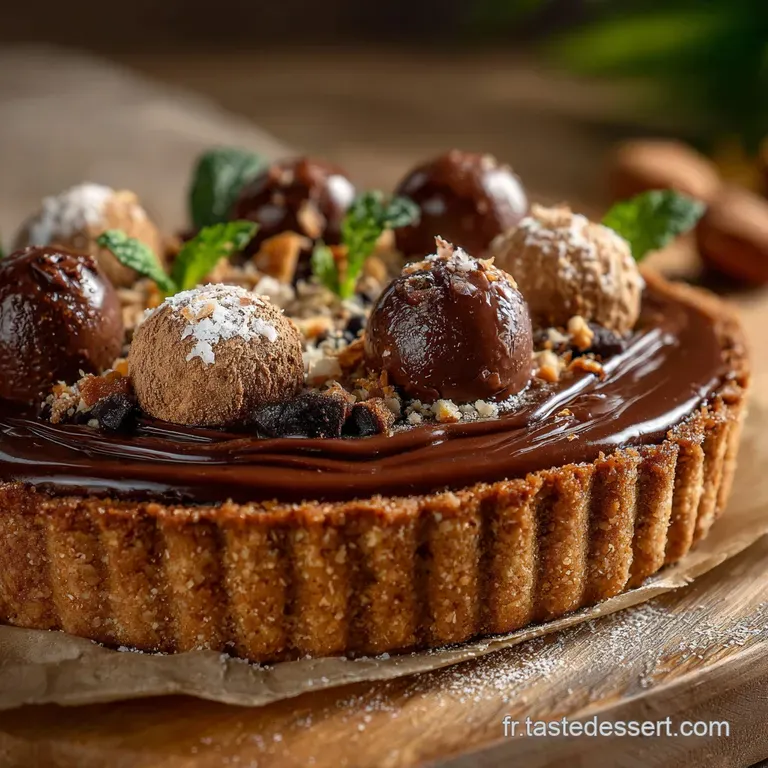 Tarte coco chocolat fa&ccedil;on Bounty vegan l&eacute;l&eacute;gance v&eacute;g&eacute;tale