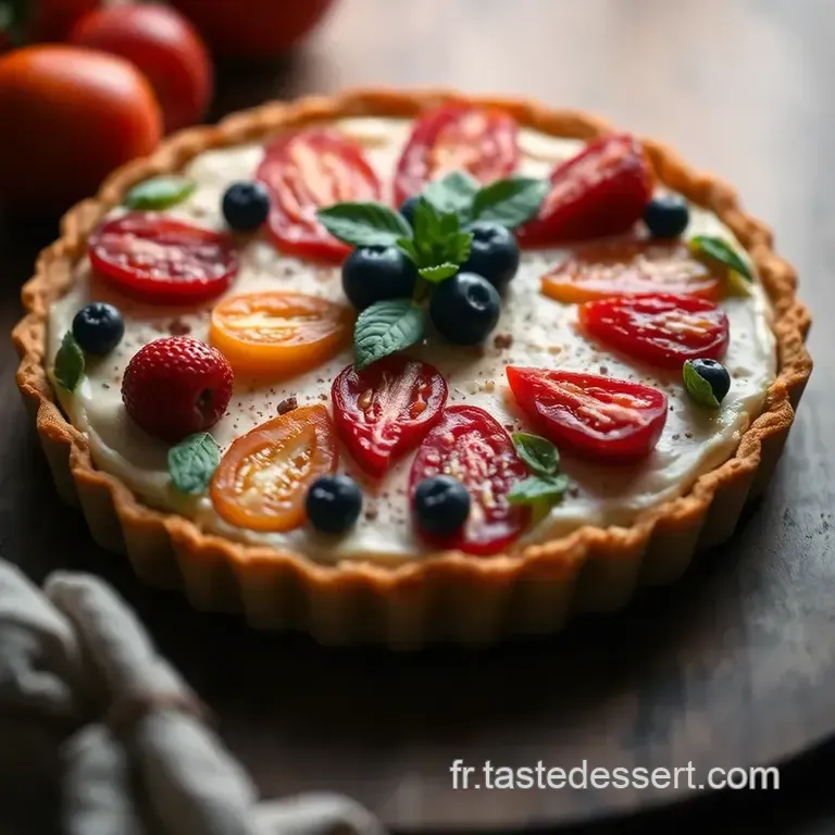 Tarte Color&eacute;e Aux Fruits Et L&eacute;gumes De Saison presentation