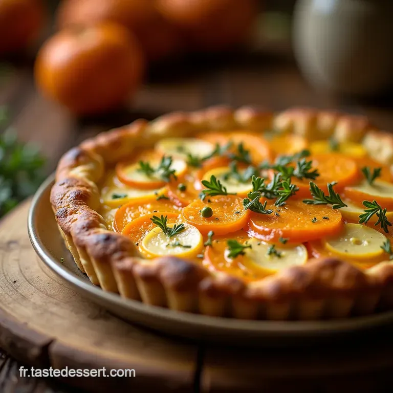 Tarte Soleil Dautomne Courge Butternut R&ocirc;tie Thym Frais Et Cro&ucirc;te Au Parmesan presentation