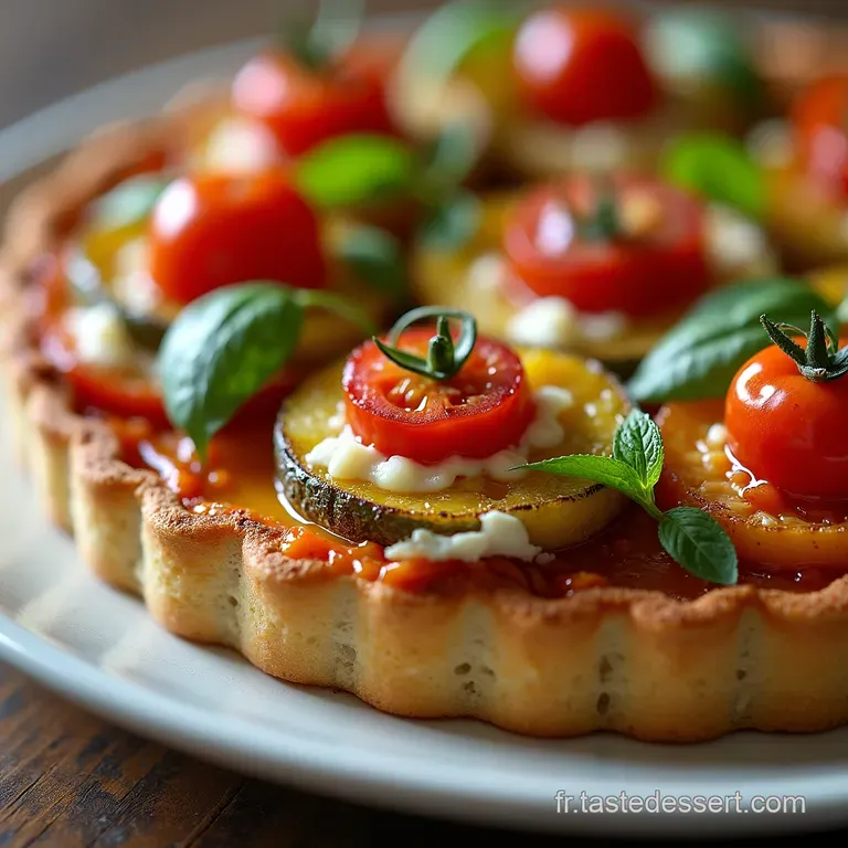 La Tarte Fine Fin d&Eacute;t&eacute; Courgettes Grill&eacute;es Tomates Confites et Ch&egrave;vre Frais sur Sabl&eacute; de Sarrasin
