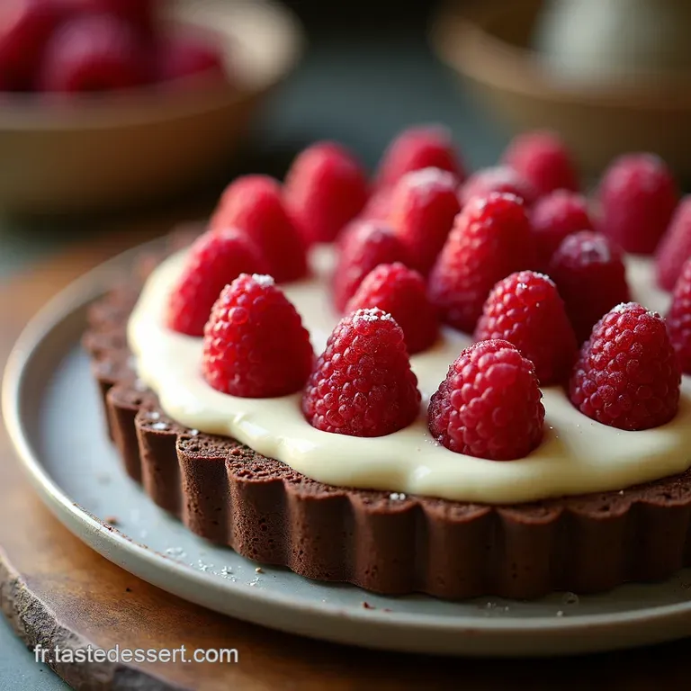 Tarte Divine Chocolat Blanc Et Framboises presentation