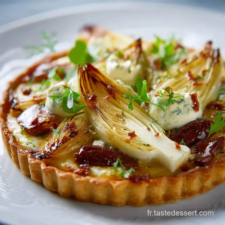 Le Tr&eacute;sor Hivernal Tarte Fondante Aux Endives Brais&eacute;es Saint Nectaire Et Noix presentation