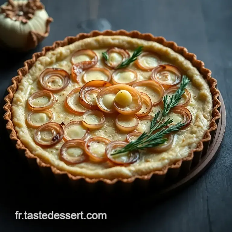 Tarte Fine Aux Oignons Nouveaux Et Ch&egrave;vre Frais presentation
