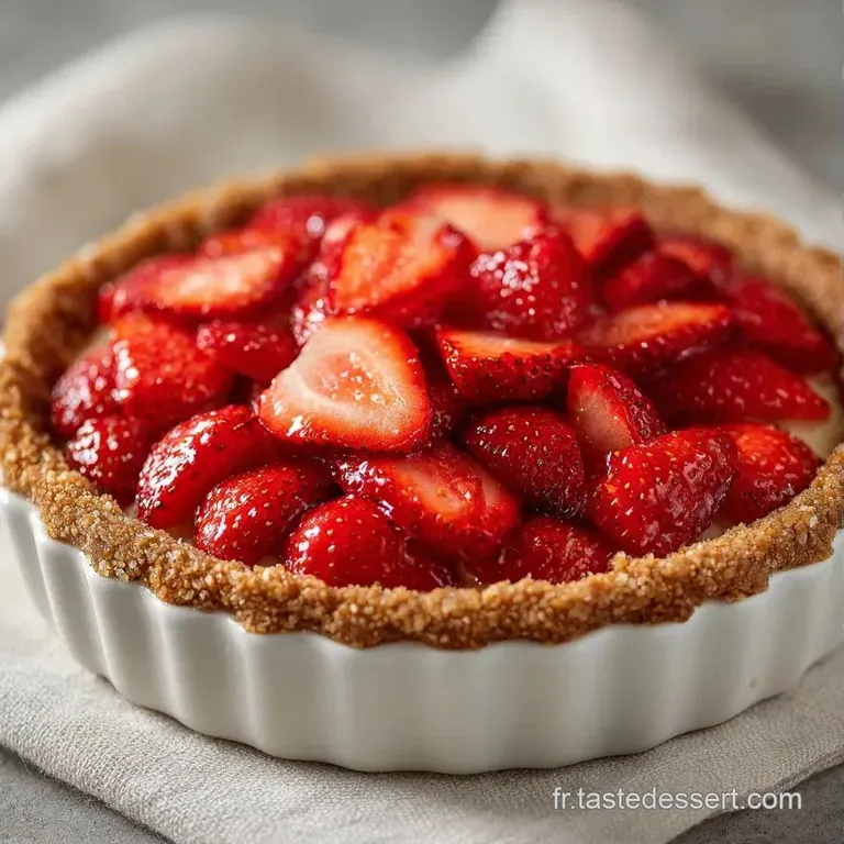 Tranche de dessert color&eacute;e sur assiette blanche, mettant en valeur des baies juteuses et des &eacute;clats croquants.