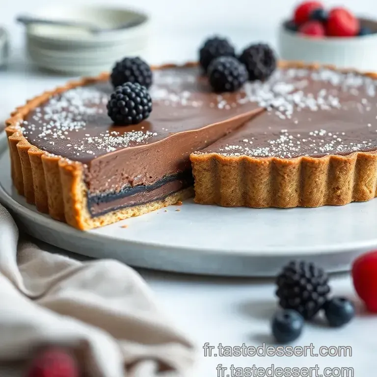 Tarte Intense Au Chocolat Et Croustillant Pralin&eacute; presentation