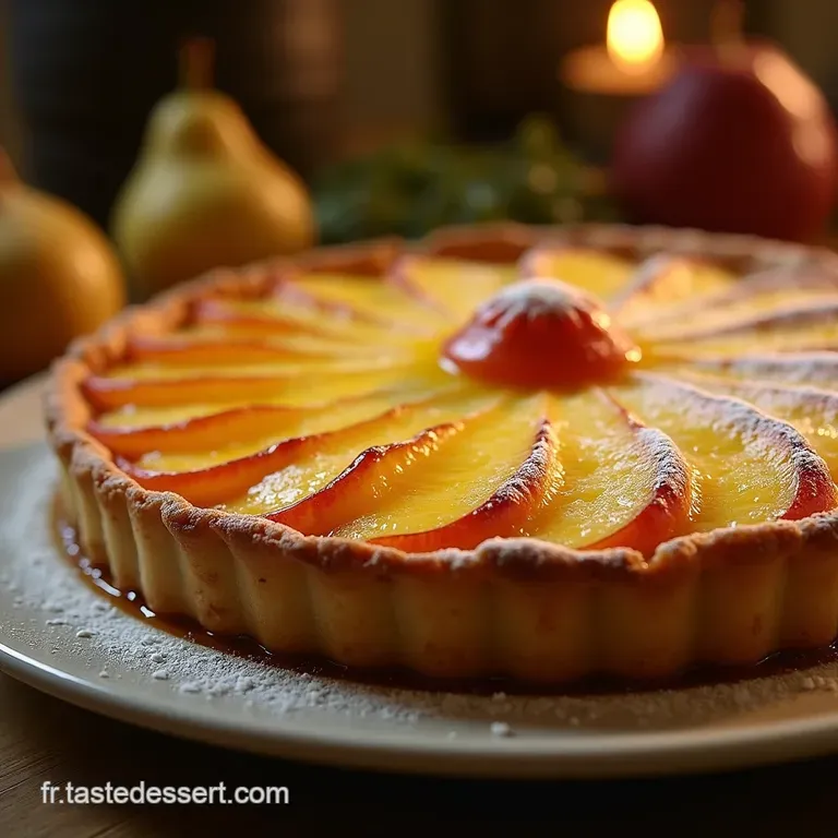 La Classique Tarte Bourgeoise Aux Poires Et Cr&egrave;me Damandes presentation