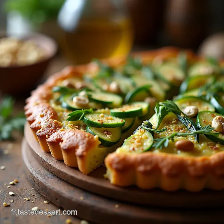 La Printani&egrave;re Tarte Fine Rustique Aux Jeunes L&eacute;gumes Verts Ch&egrave;vre Et Noix presentation