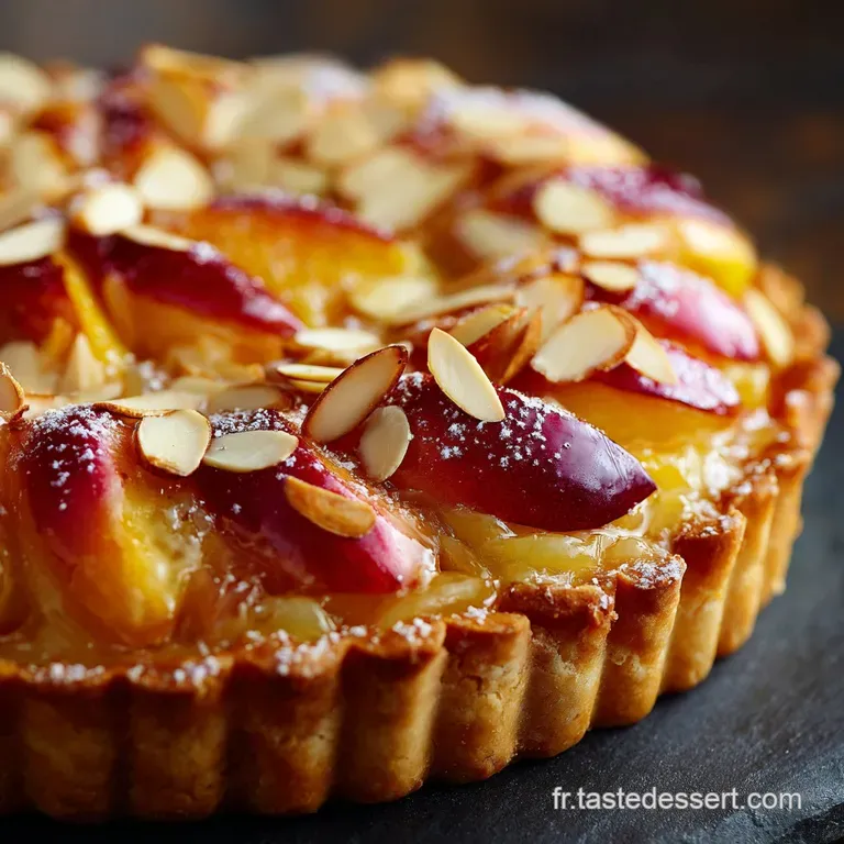 Tarte Rustique aux P&ecirc;ches R&ocirc;ties et Cr&egrave;me dAmandes &agrave; la Vanille