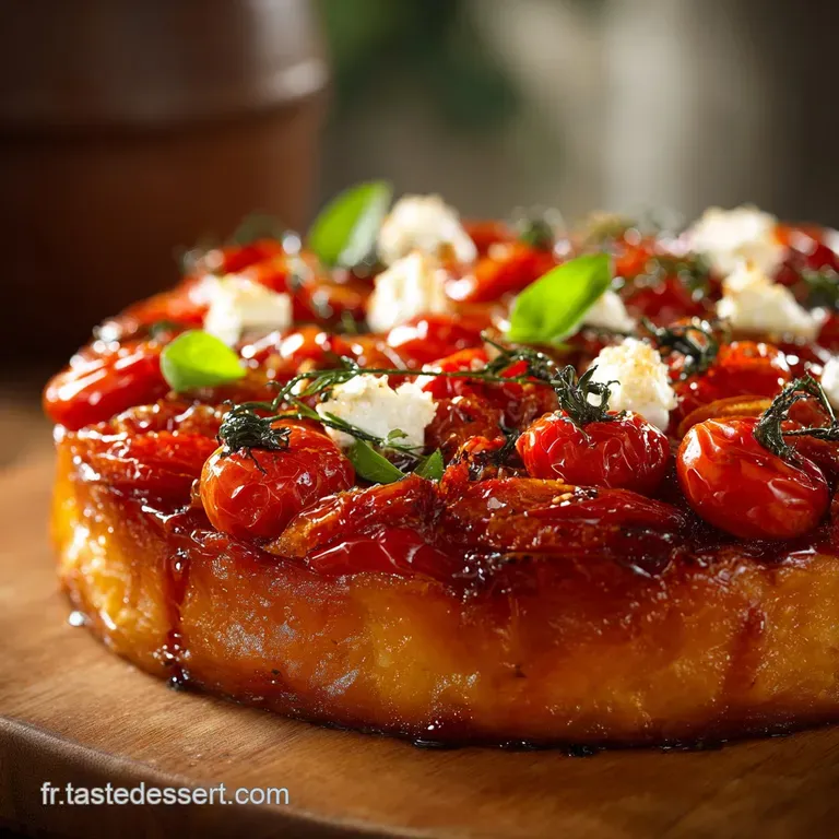 La Tatin Estivale Tomates Confites Ch&egrave;vre Cr&eacute;meux et Basilic Frais