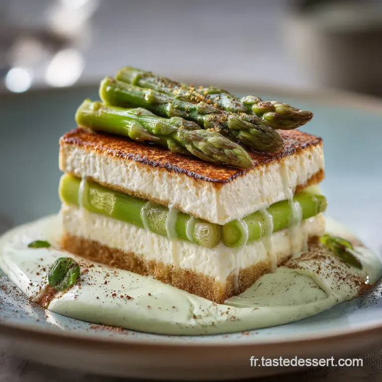 LOp&eacute;ra Vert Tiramisu Sal&eacute; aux Asperges Vertes et Ch&egrave;vre Frais