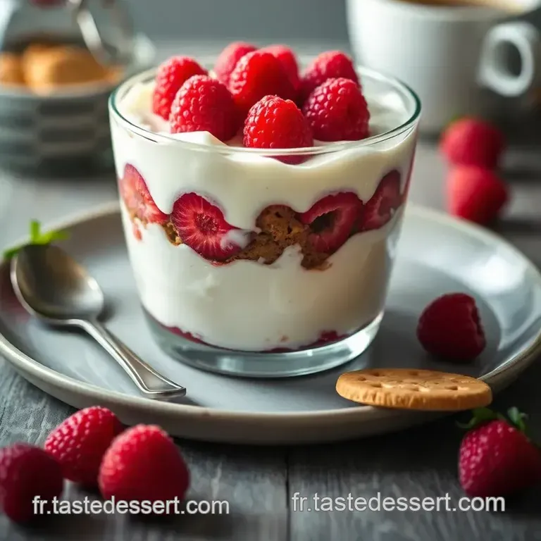 Tiramisu Fra&icirc;cheur Au Skyr Framboises Et Cacao presentation
