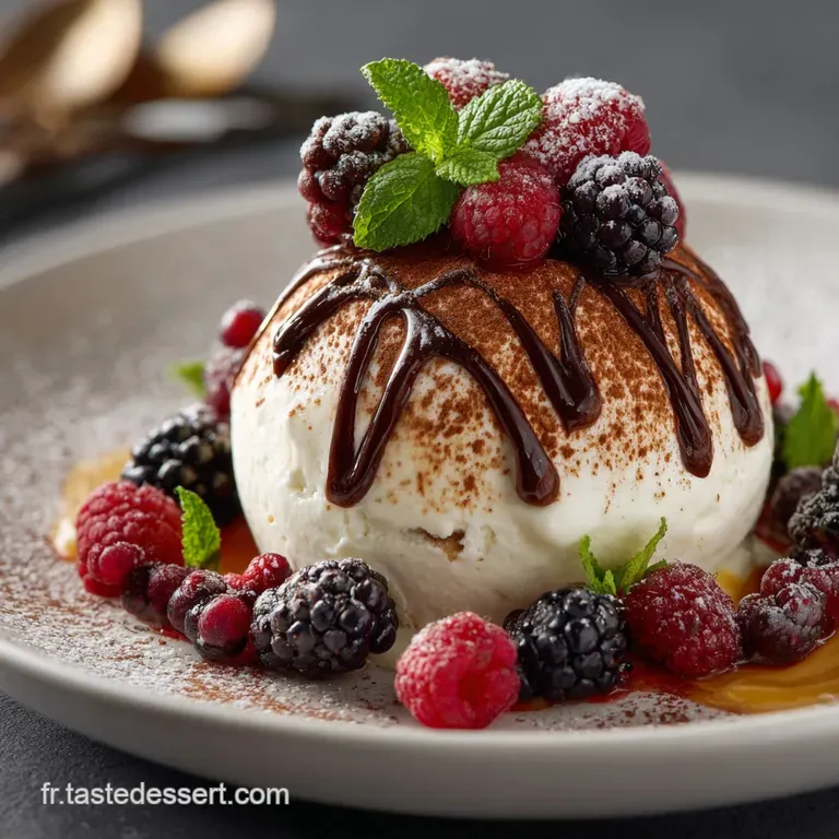 Tiramisu Givr&eacute; L&eacute;l&eacute;gance De Litalie En Sph&egrave;re Glac&eacute;e presentation