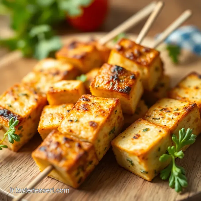 Tofu Pan&eacute; Brochettes: Le Charme Du Pique-Nique! presentation