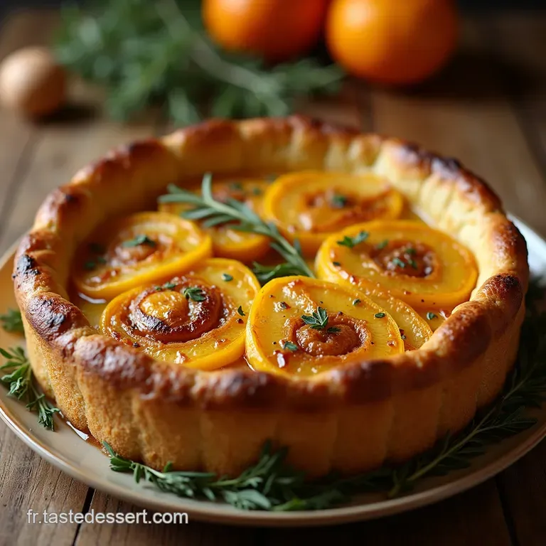 La Tourte Rustique Aux Trois Courges Et Noix Parfum&eacute;e Au Thym Frais presentation