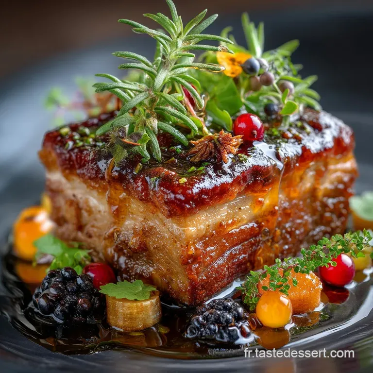 Travers de Porc Lents au Four Laque MielRomarin et son Fond de Jus Aromatique