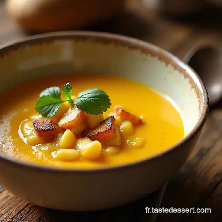 Le Velout&eacute; C&acirc;lin Lentilles Corail Au Lait De Coco Et Pointe De Gingembre presentation