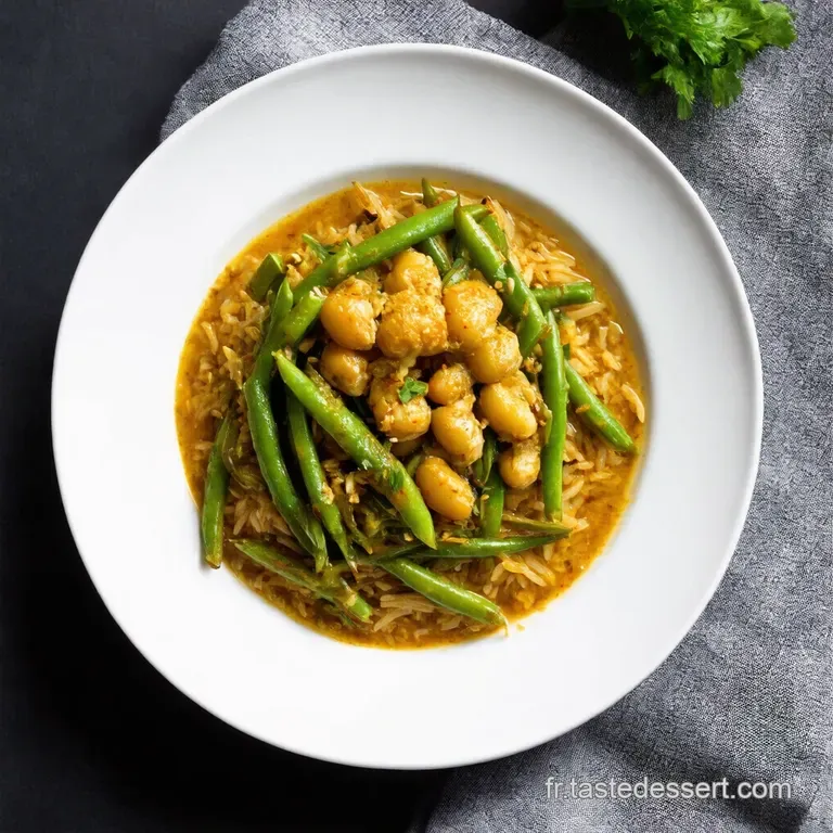 Voyage Exotique Riz Parfum&eacute; aux Haricots Verts Sauce Satay Onctueuse