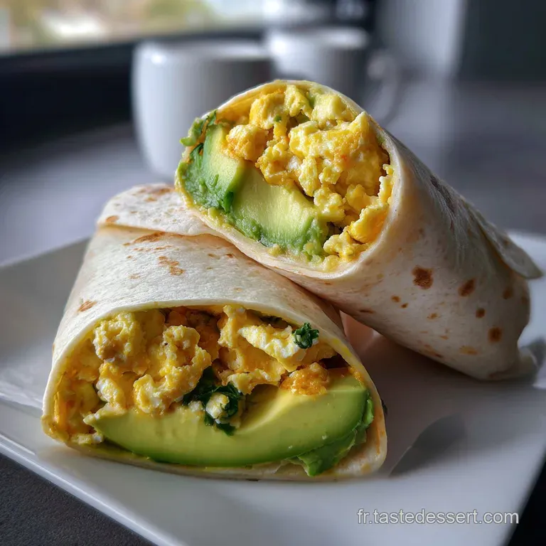 Creamy yellow eggs and avocado elegantly arranged on a white plate, garnished with microgreens, with a touch of olive oil,...